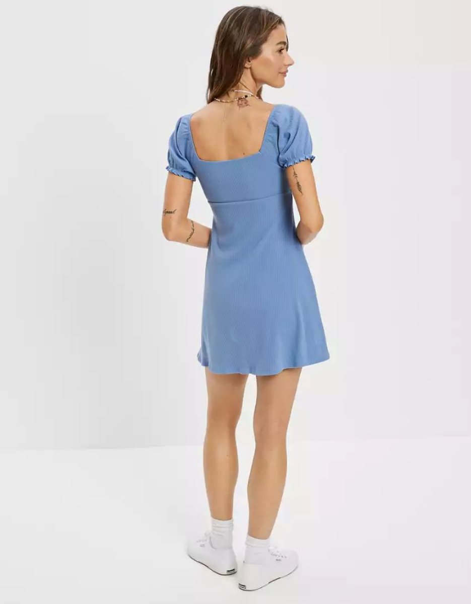 Mini Robe American Eagle AE Cut-Out Knit Bleu Femme | QME-16547718